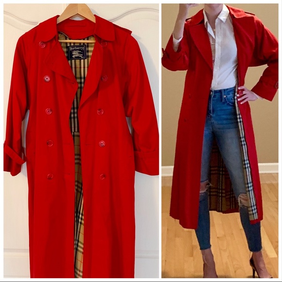 Burberry Jackets & Blazers - Burberry Vintage Classic Red Trench Coat Sz 6P